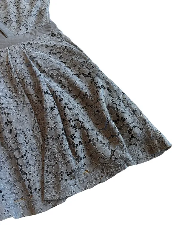 Free People x Anthropologie Grey Floral Lace Fit Flare Mini Dress Small Women's - Image 8