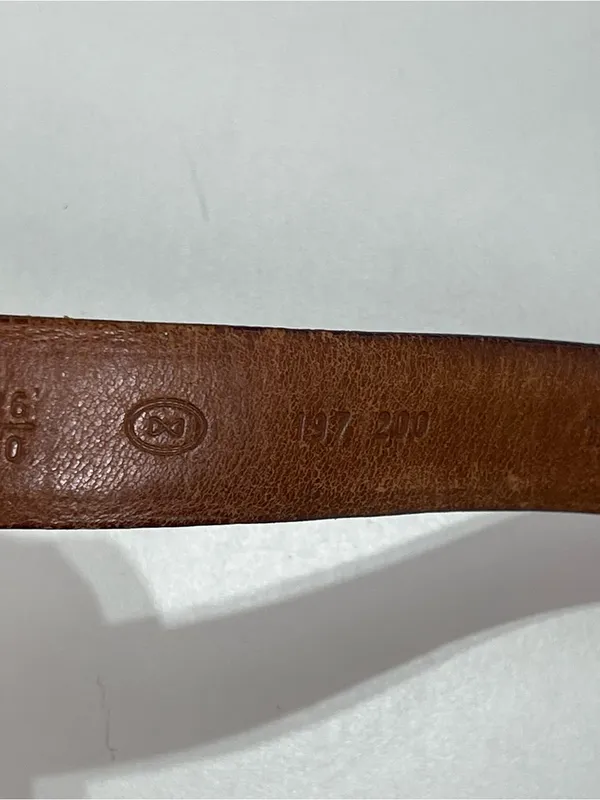 Saks Fifth Avenue Dress Belt Men's 36 Brown Leather Embossed USA Brass Buckle - Image 5