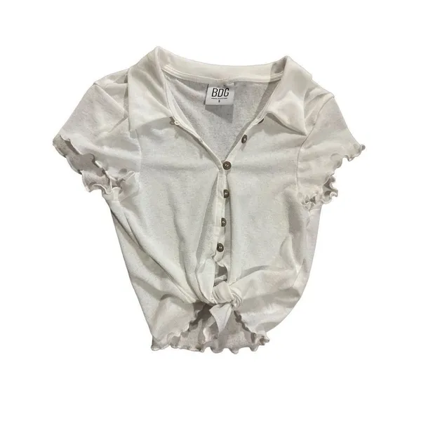 BDG Urban Outfitters Womens White‎ sheer Tie Button Up Shirt small - Image 4