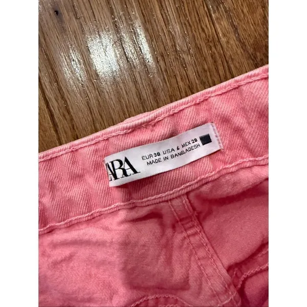 Zara pink high rise mom Jean cotton size 6 - Image 5