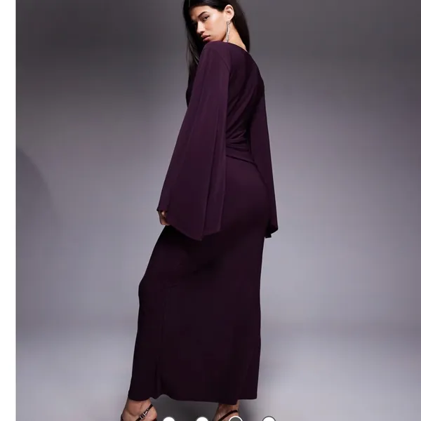 NWT ASOS DESIGN Plum Batwing Cinched Waist Maxi Dress US 8-10 - Image 3