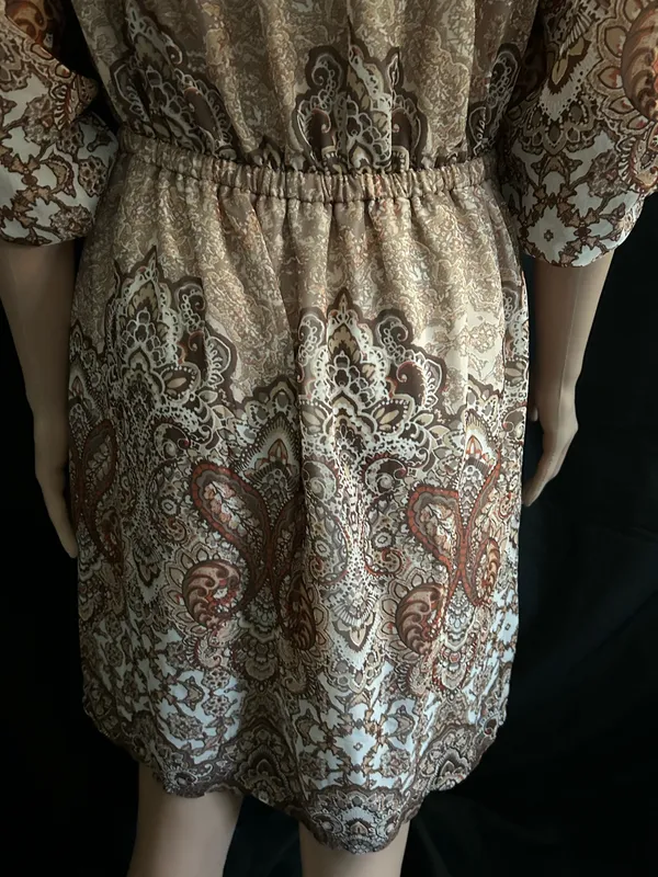 Wrangler Off-Shoulder Paisley Print Dress in Beige & Brown SM NWT - Image 10