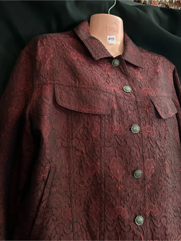 J. Jill Vintage Women's Textured Red Button-Front Blazer Jacket SM - Image 6