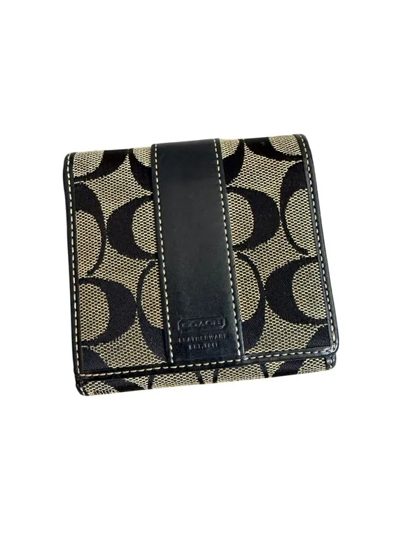 COACH Vintage Black Logo Snap Wallet Card Case - Image 6