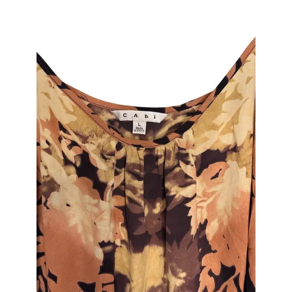 CAbi Tank Top Womens Size L Brown Tan Floral Cami Adjustable Straps - Image 4