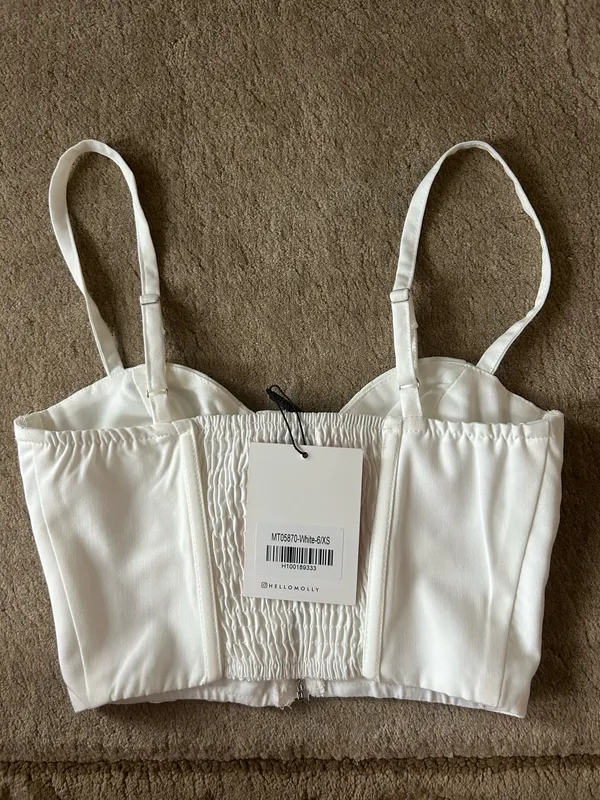 Hello Molly White Top Crop - Image 2