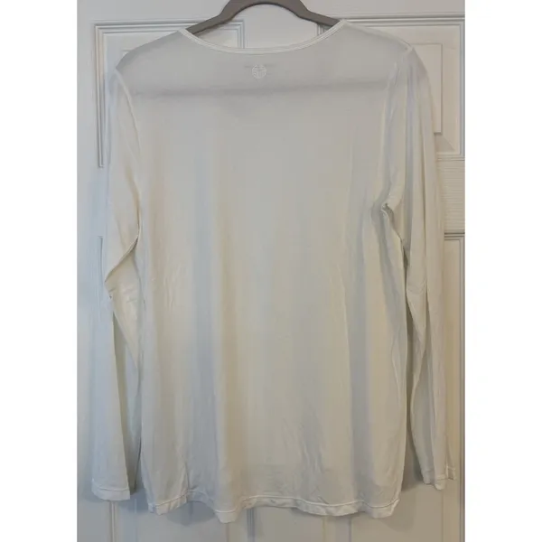 Tory‎ Burch Sport T-Shirt Womens LG White Hi/Lo Modal Long Sleeve Stretch Layer - Image 2