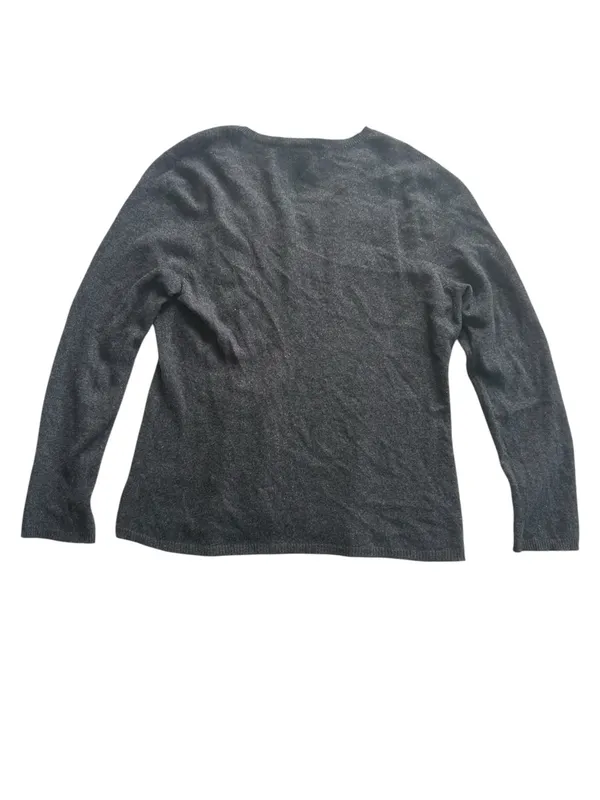 100% Cashmere Ann Taylor V Neck Sweater Charcoal Grey Minimalist Preppy Luxury - Image 5