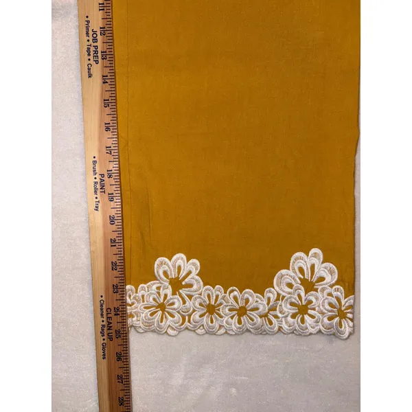 Maeve Anthropologie The Colette Mustard Yellow Embroidered‎ Wide Leg Crop Pants - Image 5