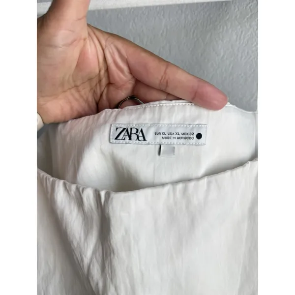 Zara ZW Collection Drop Waist MIDI Dress Oyster White Square Neck Minimalist XL - Image 11