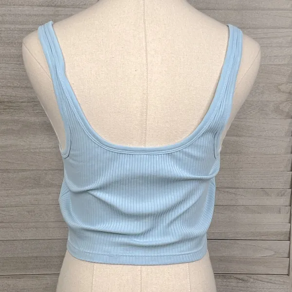 OLD NAVY Stretchy Ribbed Cropped Tank Top Light Blue-Medium - Image 2