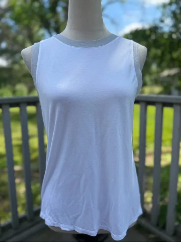 Banana Republic White Tank with Gray Trim - Image 4