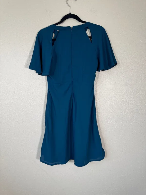 Tokyo Talkies Blue Mini Dress Womens S Anthropologie Cut Outs Retro Fit Flare - Image 3