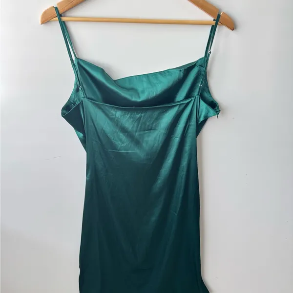 R.‎ Vivimos Teal Satin Slip Dress Size Medium - Image 7