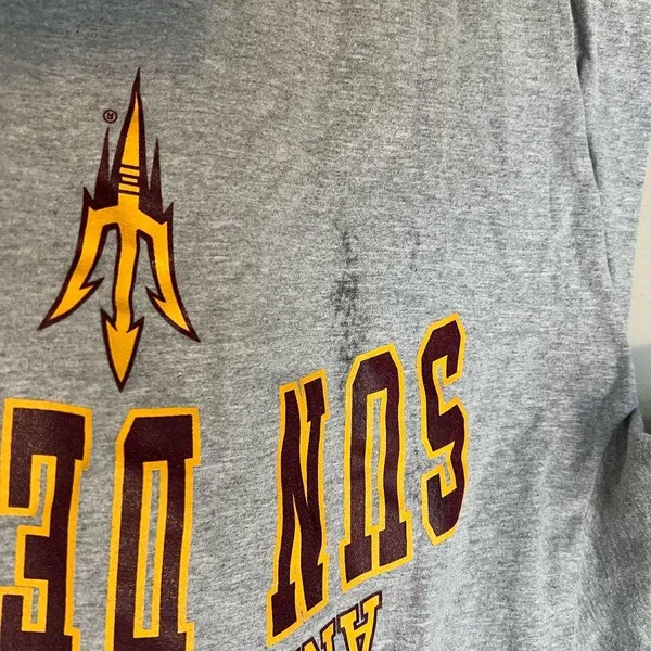 Gray Short Sleeve Tee with Collegiate Design - Arizona State - Image 2