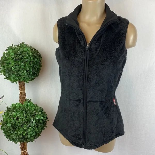 The North Face Women's Black Fuzzy Cozy Fleece Zip Up Sleeveless Vest M - Image 2
