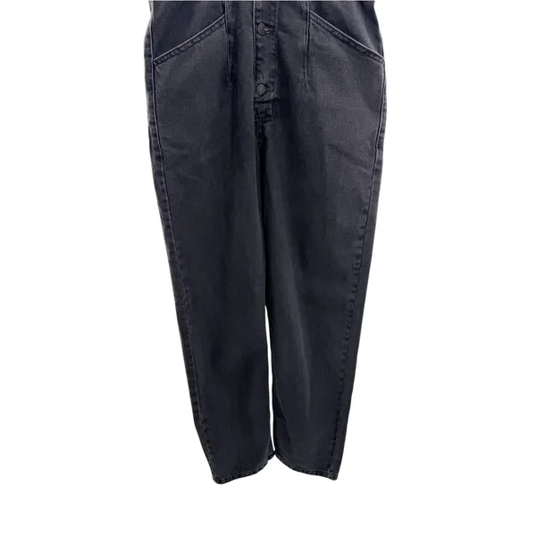Free People Marci Denim Jumpsuit M Iron Black Utility Coverall Boiler Suit Work - Image 5