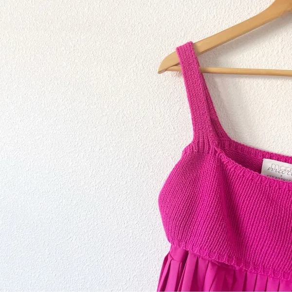 Anthropologie x Mare Mare Pleated Two Piece Resortwear Maxi Dress in Hot Pink - Image 5