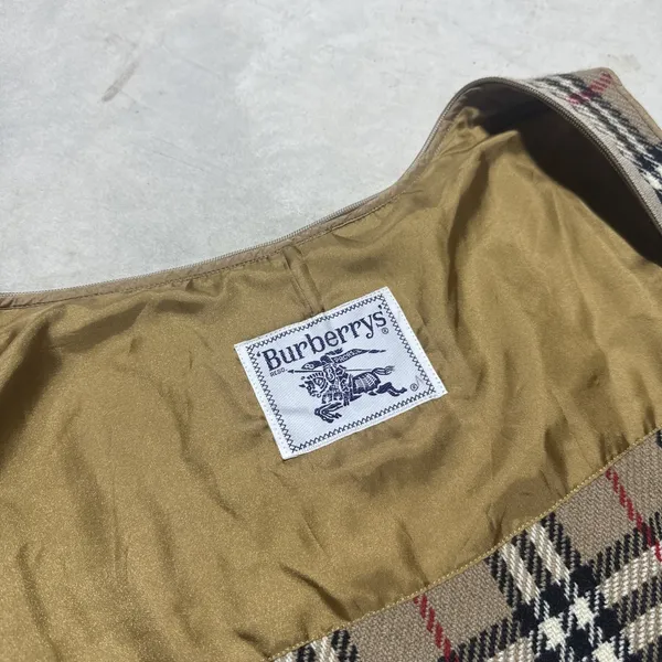 VTG BURBERRYS' 100% Wool Nova Check Plaid Liner Vest Gilet Unisex Insert - Image 2