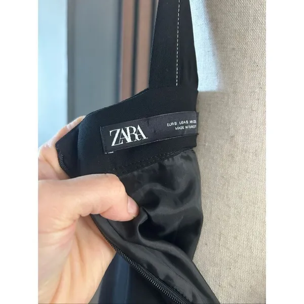 Zara Black Mini-Skirt with Suspenders size small - Image 6