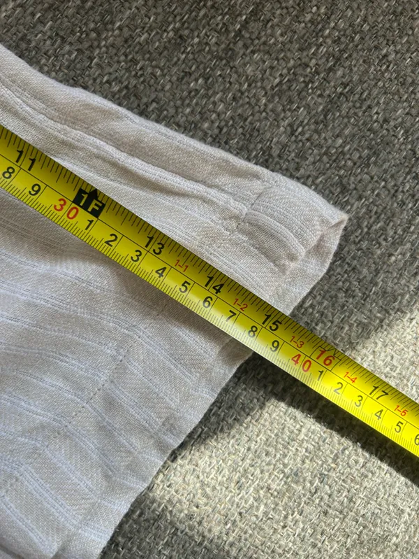 Time and Tru Cream Striped High Waist Linen Blend Drawstring Shorts. | Medium - Image 7