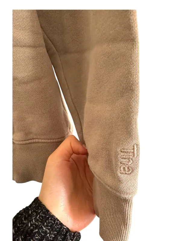 Aritzia Tna Cozy Fleece pullover Perfect Hoodie Clamshell light Brown XS comfy - Image 4