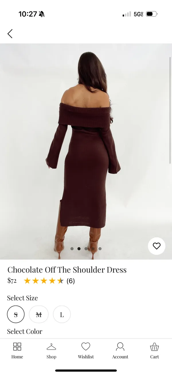 Lane201 Chocolate Off The Shoulder Dress - Image 2