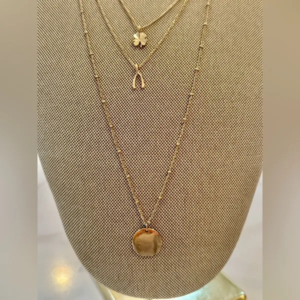 Gold color Layered Necklace Set - Image 2