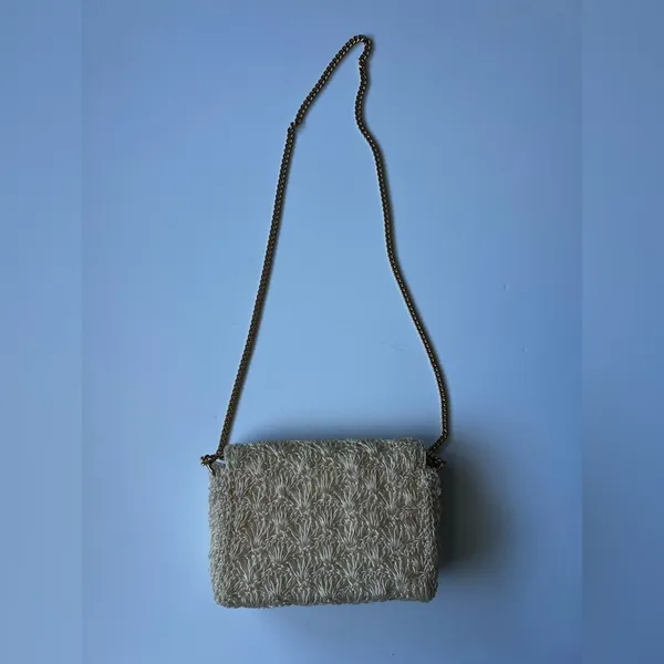 Vtg Ivory Chain Purse Shoulder Clutch Handbag 50s 60s made in Japan - Image 6