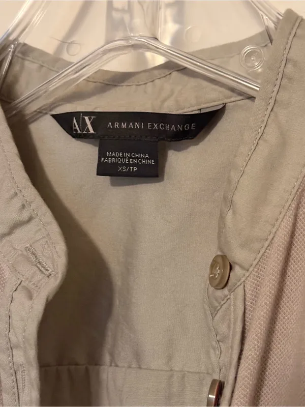 Last chance-Armani Exchange Light Taupe Button-Front Shirt - Image 4