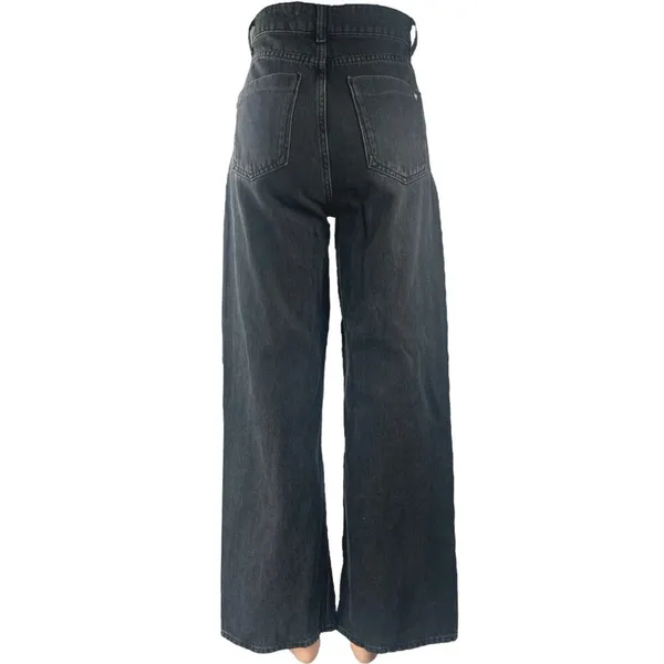Zara Women's Black High Waisted Wide Leg Baggy Palazzo Denim Jeans Pants Size 0 - Image 3