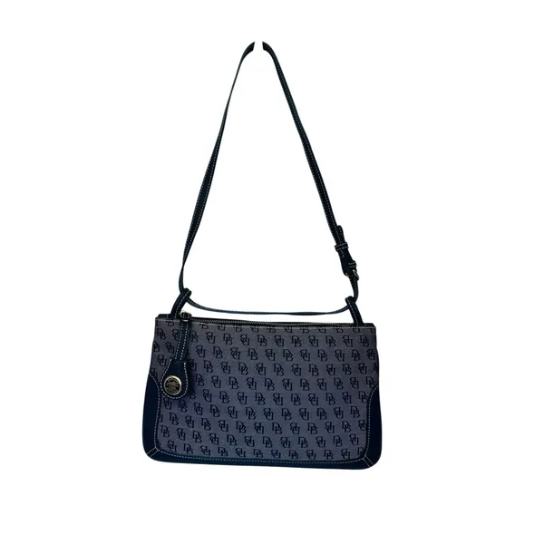 Dooney &‎ Bourke Slim Zip Top Shoulder Bag Lightweight Vintage Dark Blue - Image 7