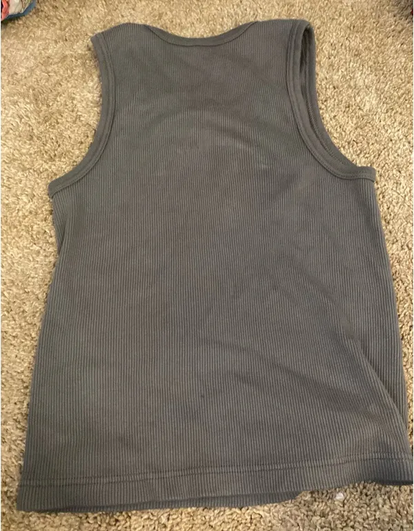 Brandy Melville Tank Top Grey Ribbed Crop - Image 2