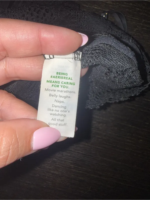 aerie Black Lace Bralette with Double Straps - Image 4