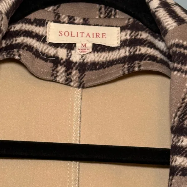 SOLITAIRE Plaid‎ Women's Jacket with Belt - Image 2