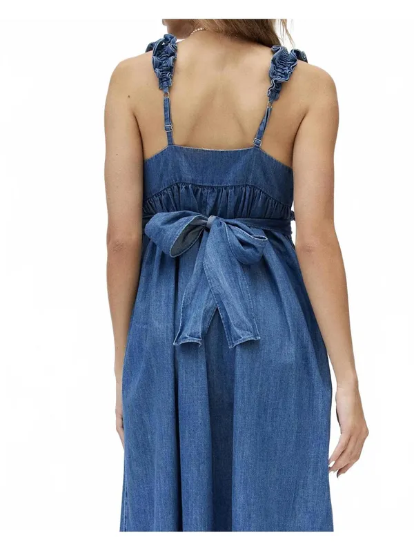 UO Kimchi Blue Cotton Kenzie Empire Waist Bow Denim Midi Dress NWT XS - Image 4