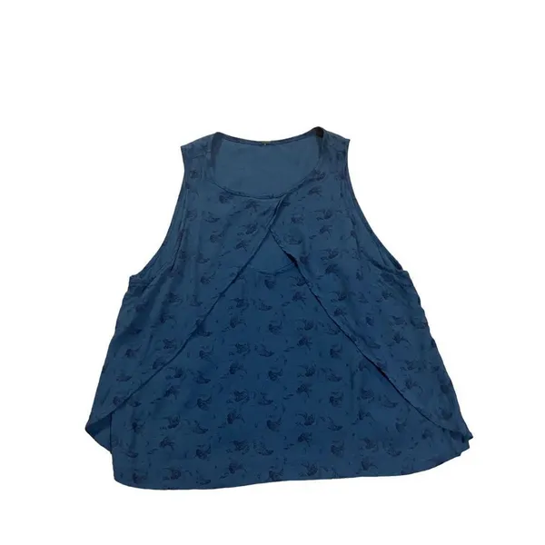Free People Look Through Keyhole‎ Crinkle Tank in Indigo sz small - Image 3