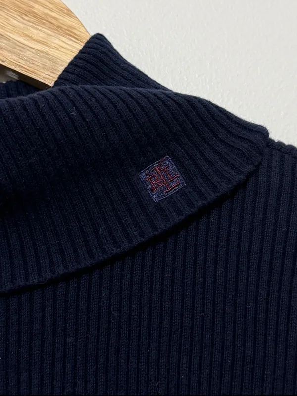 Ralph Lauren Navy Sweater Women’s Size Medium Turtleneck Cotton Luxury Old Money - Image 5