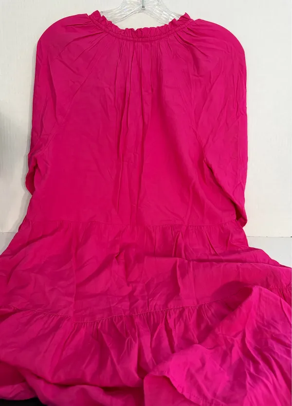 Caralynmirand The Drop Hot Pink Long Sleeve V-Neck Tiered Dress - Image 3