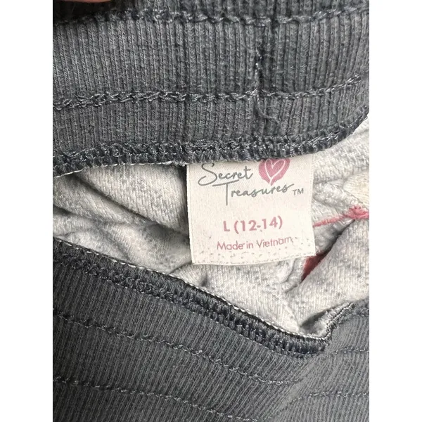 Secret Treasures Womens Large 12-14 Heart Striped Pajama‎ Jogger Pants Black Red - Image 5