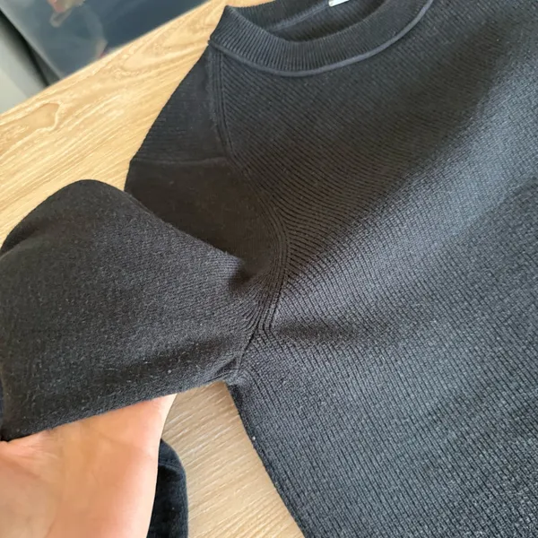 Lululemon Small Take It All Cotton Blend Sweater Crew Rib Lounge Comfy Black - Image 10