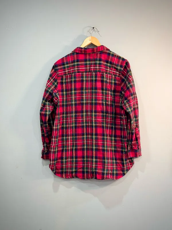 Red L.L. Bean Relaxed Fit Flannel Button Down Size XLP EUC - Image 4