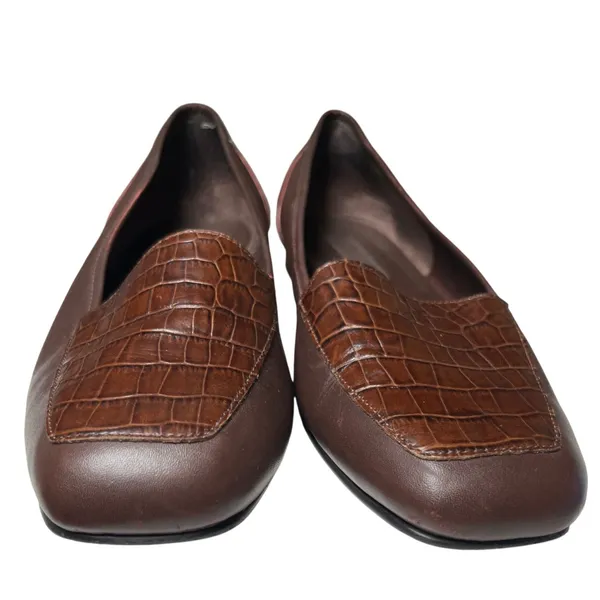Enzo Angiolini‎ Brown Leather Croc Embossed High Vamp Loafers Women's 10.5N - Image 10