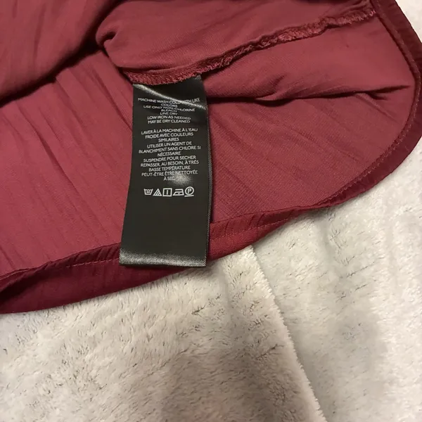 By Anthropologie Burgundy Ruffle Shoulder Peasant Blouse Long Bishop Sleeve XL - Image 6