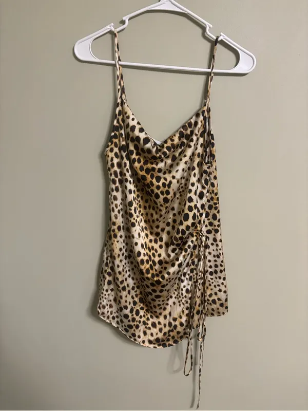 Zara Satin Effect Animal Print Side Tie Sleeveless Top Size XS New Blogger Trend - Image 2