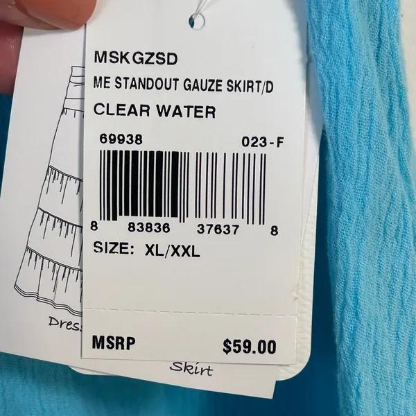 Mary‎ Ellen Clear Water Blue Cotton Gauze 2-in-1 Convertible Skirt Dress XL/XXL - Image 4