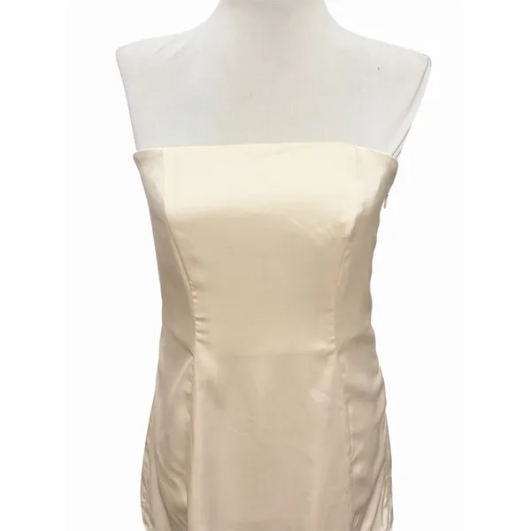 Oh Polly Ivory Satin Strapless A Line Mini‎ Dress Size 6 Cocktail Formal Bridle - Image 5
