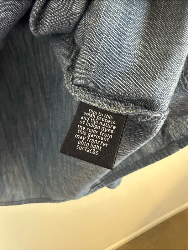 J. Crew Chambray Ruffle Off-Shoulder Top Blue Halter Neck Size 12 Women's - Image 5