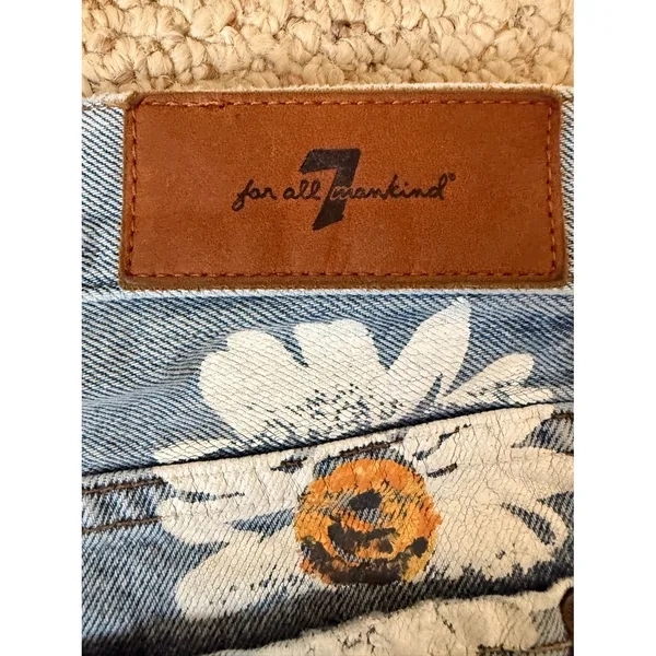 7 For‎ All Mankind Destroy & Daisies Frayed Cutoff Denim Shorts Sz 28 Boho Y2K - Image 9