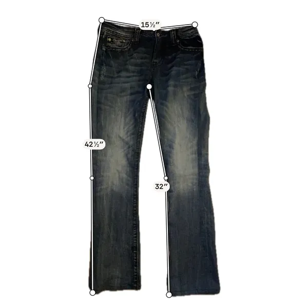 Miss Me Mid Rise Bootcut Jeans 31 Embellished Flap Pockets - Image 12